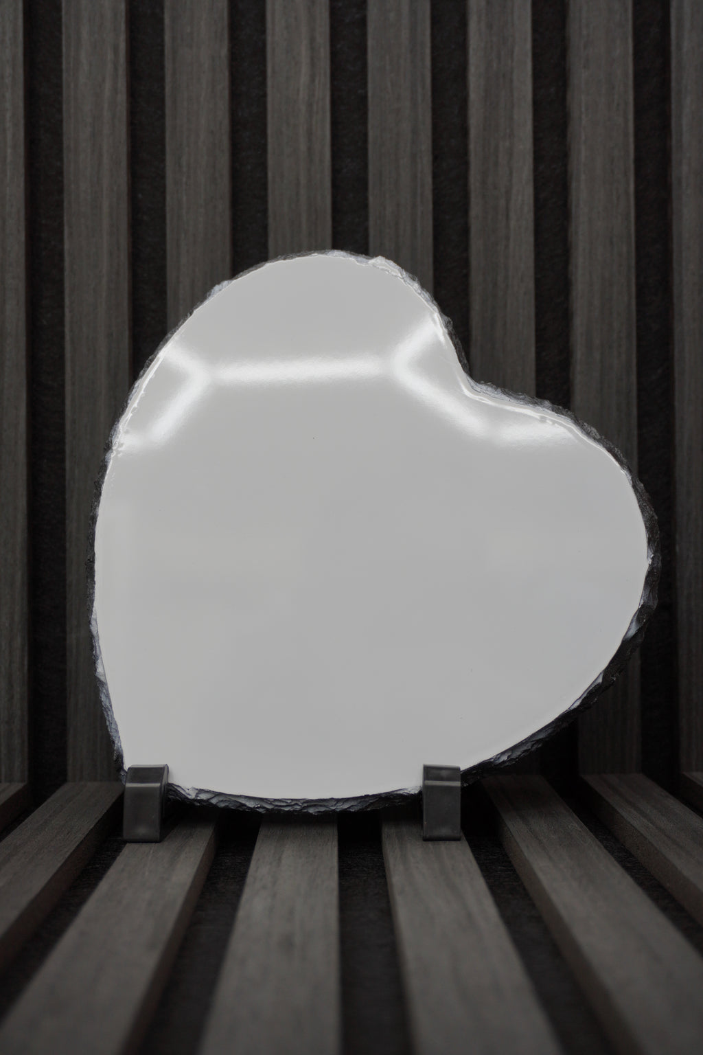 Hjärtsvart tavla med personligt foto – 20 × 20 cm