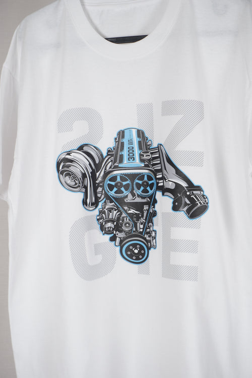 T-shirt med 2JZ GTE-turbomotor-grafik