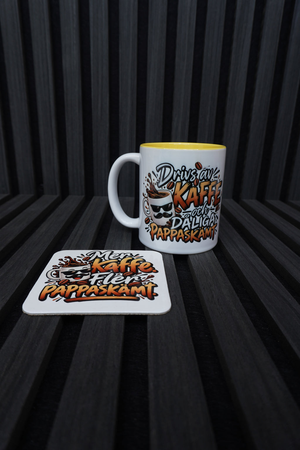 Presentlåda till fars dag: T-shirt, mugg och underlägg