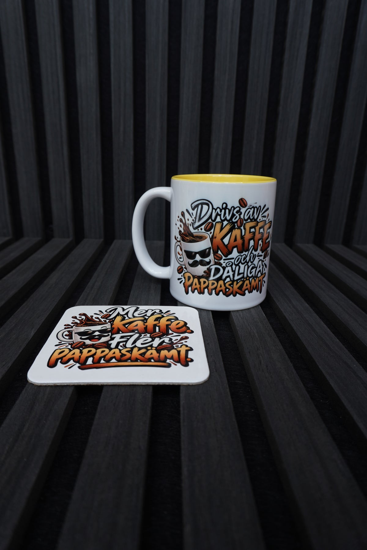 Presentlåda till fars dag: T-shirt, mugg och underlägg