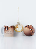 Personalised Christmas Gift Set – Mug, Name Bauble & Coaster