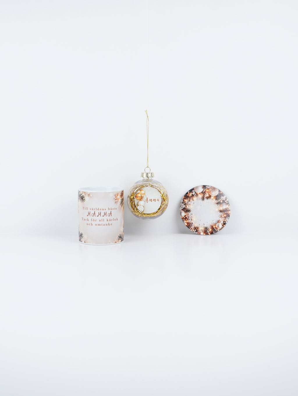 Christmas Gift for Mom – Personalized Ornament, Mug & Coaster Gift Set