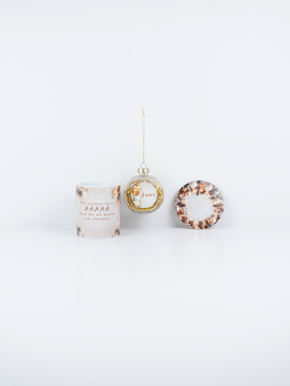 Christmas Gift for Mom – Personalized Ornament, Mug & Coaster Gift Set