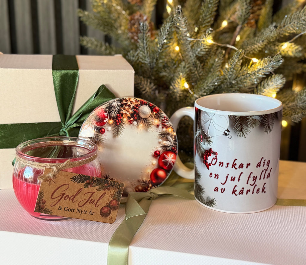 Christmas Gift Set – Mug, Scented Candle & Coaster