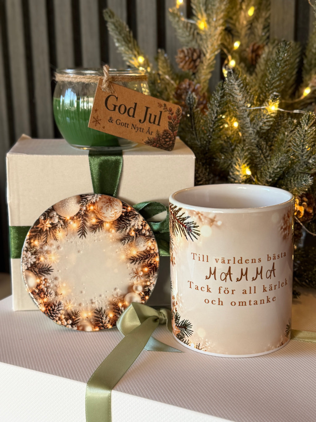 Christmas Gift Set for Mom – Mug, Candle & Coaster