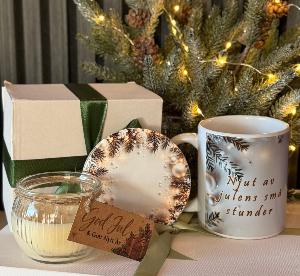 Christmas Gift Set – Festive Mug, Candle & Coaster