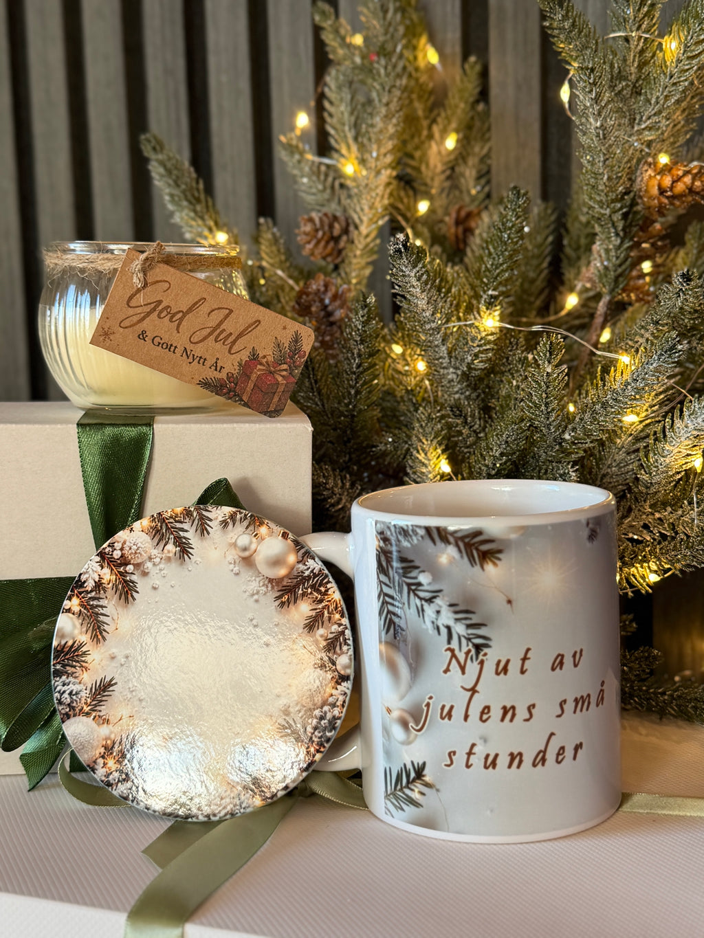 Christmas Gift Set – Festive Mug, Candle & Coaster