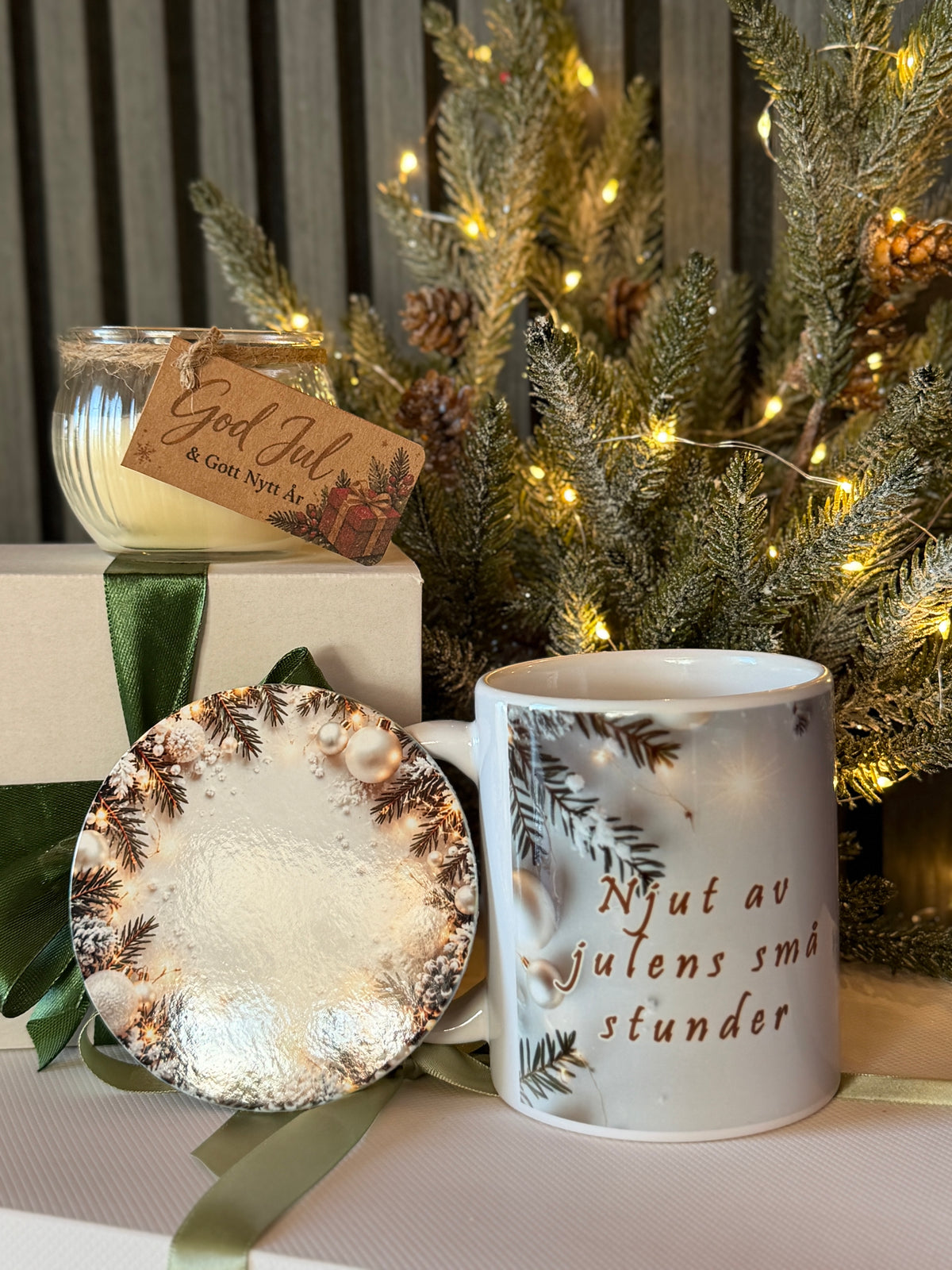 Christmas Gift Set – Festive Mug, Candle & Coaster