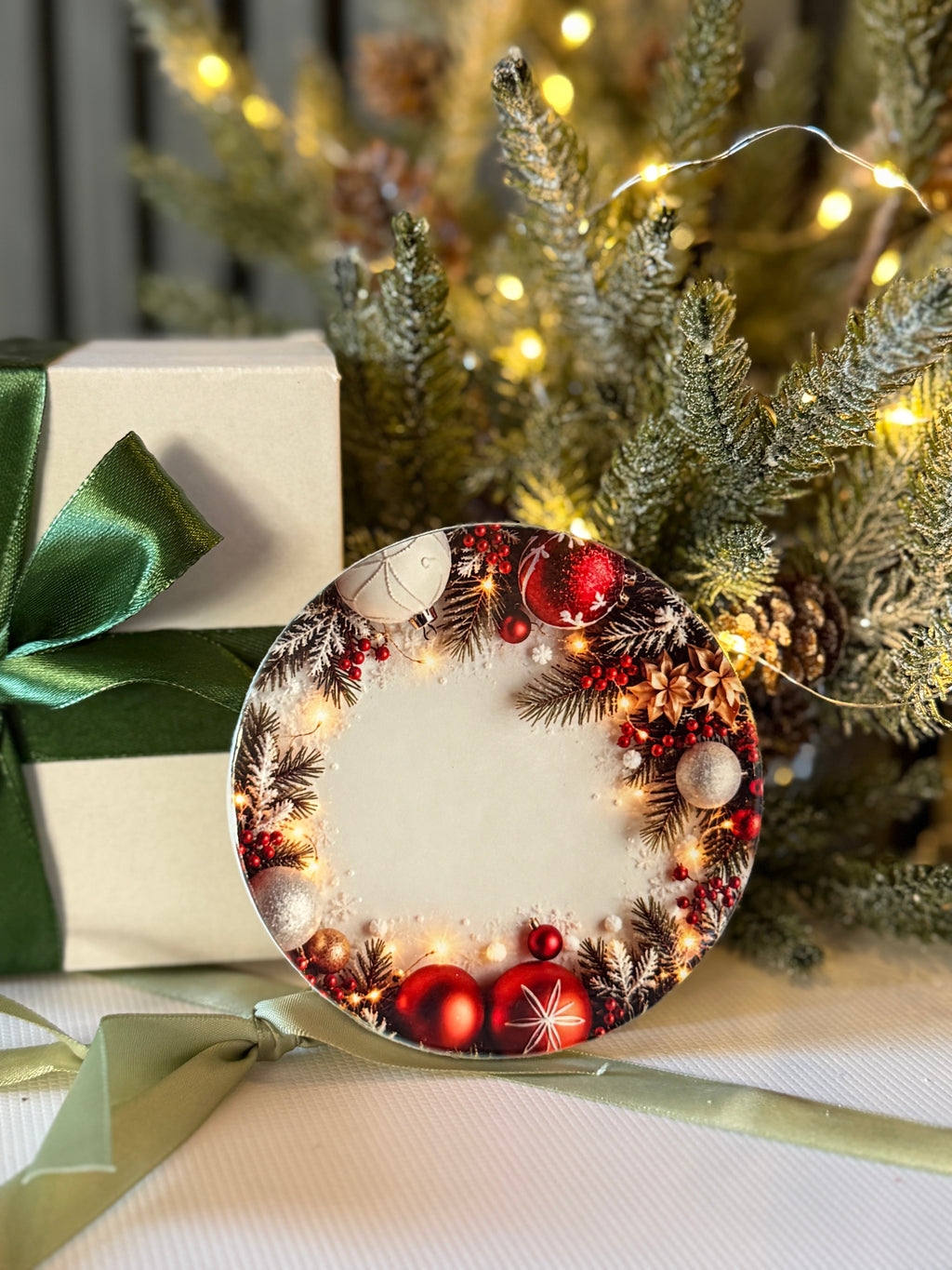 Personalized Christmas Gift Set – Name Ornament, Mug & Coaster